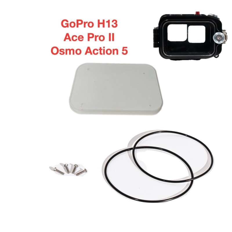 Kit schermo e o-ring di ricambio per custodie per Action Cam ACC/SCH/AN/GP13 Kit schermo e o-ring di ricambio per custodie per Action Cam ACC/SCH/AN/GP13