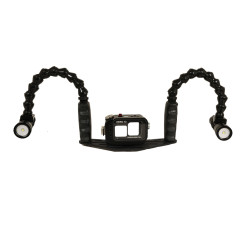 Kit caja GoPRO - Pletina aluminio brazo de carbono de 25 cm Kit Carcasa para GoPro + Pletina 25 cm + doble Flexarm 25 + dos 1300