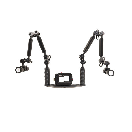 GoPRO Gehäuse Kit - 25 cm Carbonarm Schiene aus Aluminium copy of GoPro Gehäuse-Kit + 25 cm Halterung + doppelter Alu Light 55 +