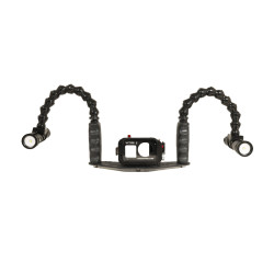 Kit Caisson pour DJI Osmo Action + Platine 25 cm + double Flexarm 25 + deux 1300 lumen