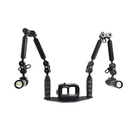 Kit caisson GoPRO - Plateau Carbonarm aluminium 25 cm Kit Caisson pour Insta360 Ace Pro + Platine 25 cm + Alu Light 55 + deux 29