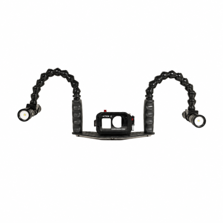GoPRO housing Kit - 25 cm aluminum Carbonarm tray Kit DJI Osmo Action 6 Housing + Tray 25 cm + double Flexarm 25 + two 1300 lume