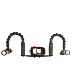 GoPRO Gehäuse Kit - 25 cm Carbonarm Schiene aus Aluminium DJI Osmo Action 6 Gehäuse-Kit + 25 cm Halterung + doppelter Flexarm 25