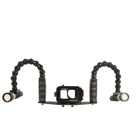 Kit caisson GoPRO - Plateau Carbonarm aluminium 25 cm Kit Caisson pour GoPro Mission 1 + Platine 25 cm + double Flexarm 25 + deu